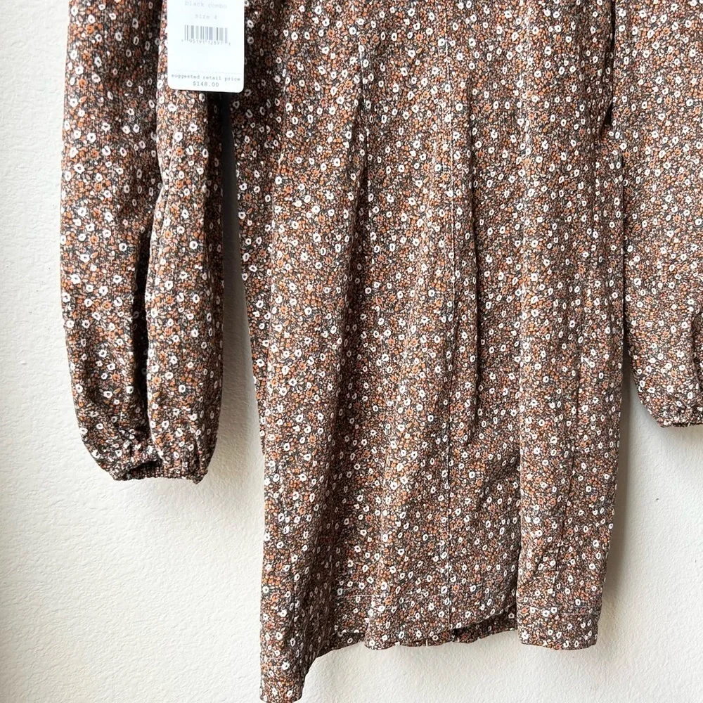 NWT Free People Call Me Cord Mini Dress Brown Black Combo Sz 4 - Picture 12 of 16